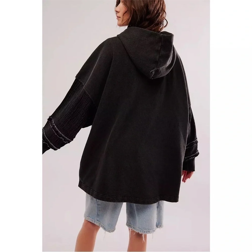 Free People Last Call Sweatshirt in Washed Black Size Large NWT